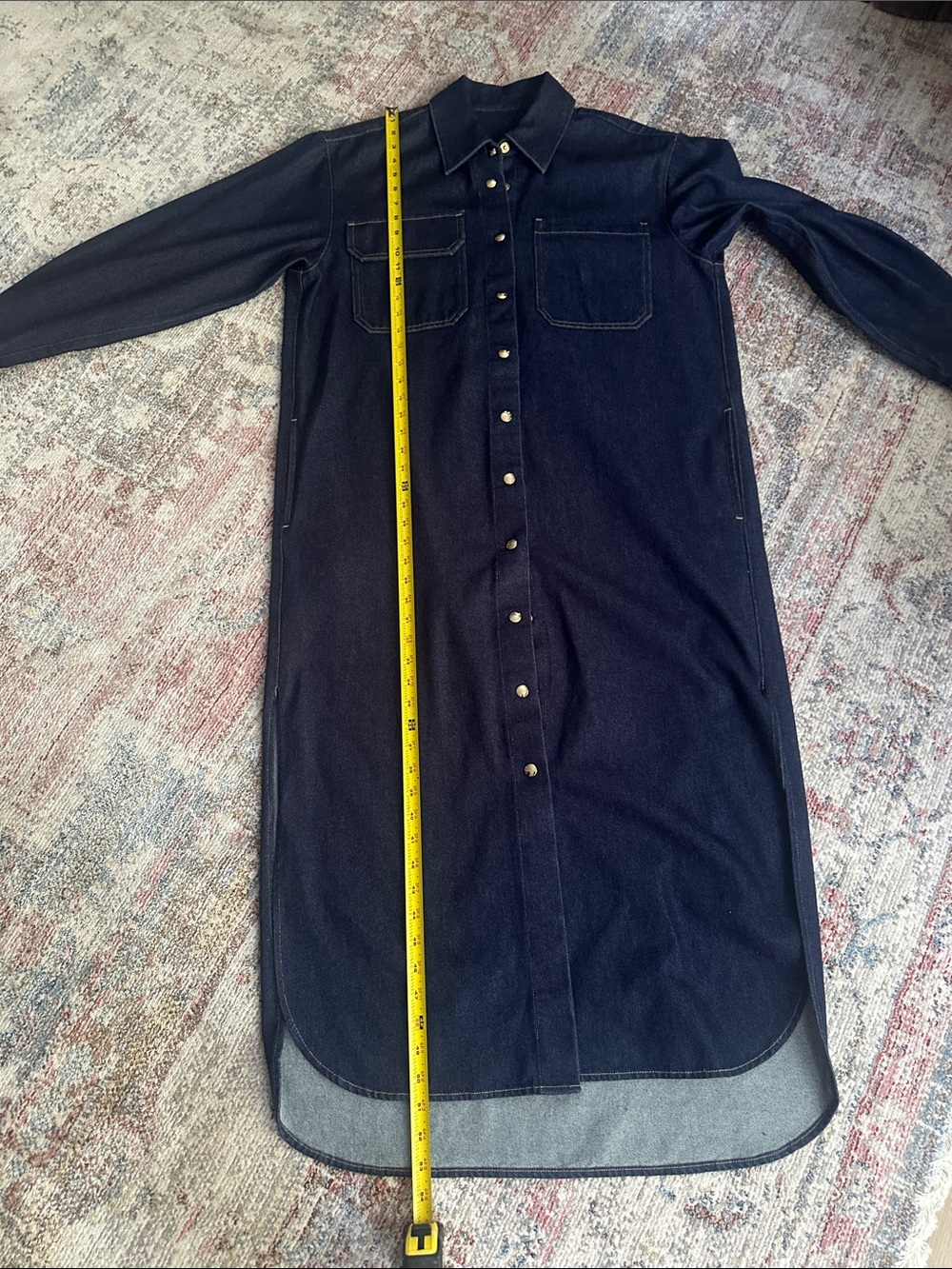 Goldsign Dark Indigo Denim Shirt Dress - Picture 10 of 11
